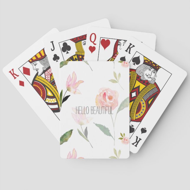 Baraja De Cartas Hola acuarela hermosa floral (Reverso)