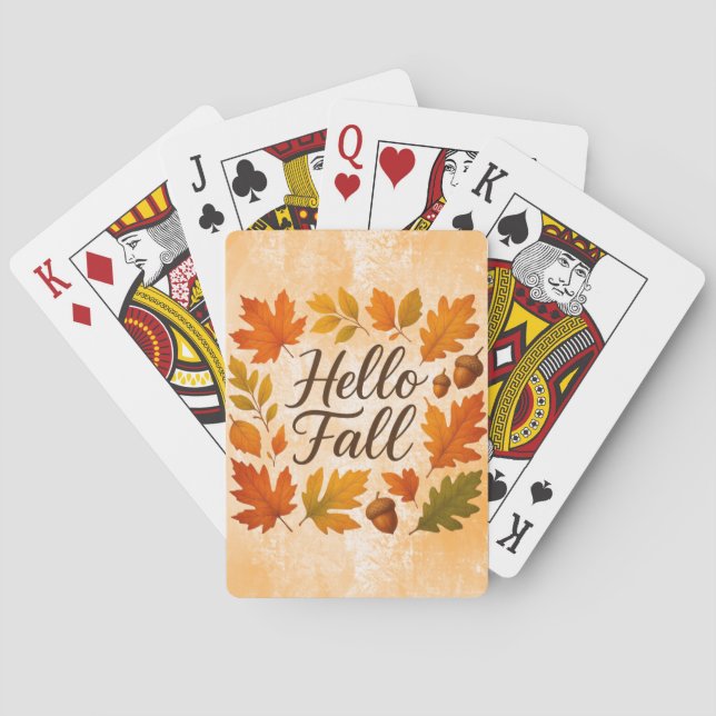 Baraja De Cartas Hola Hojas de otoño y bellotas (Reverso)