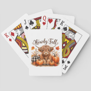 Baraja De Cartas Hola Otoño Vaca de las Tierras Altas Feliz Día de