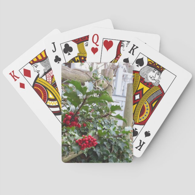 Baraja De Cartas Holly Berries y Fence - Viñedo de Martha (Reverso)