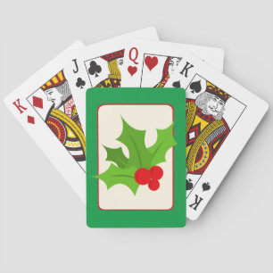 Baraja De Cartas Holly, Navidades de estilo de cosecha rojo verde