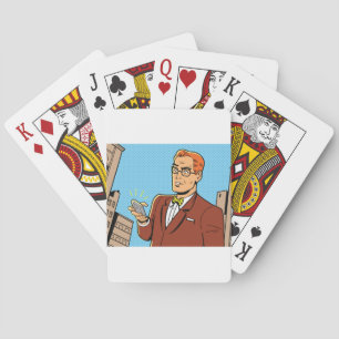 Baraja De Cartas Hombre de estilo cómico mirando teléfono móvil