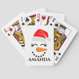 Baraja De Cartas Hombre de nieve navidad personalizado con nombre p