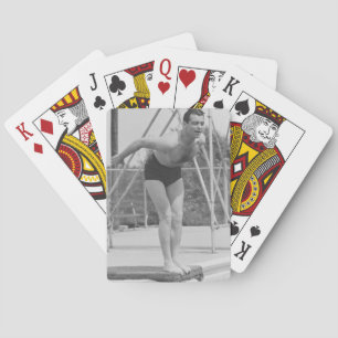 Baraja De Cartas Hombre en el tablero de salto