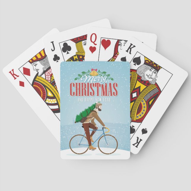 Baraja De Cartas Hombre en tarjetas de Navidades de bicicletas (Reverso)