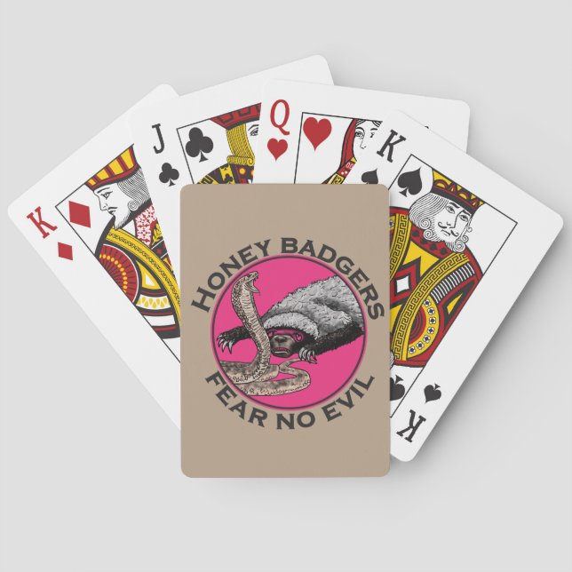 Baraja De Cartas Honey Badger Fear no Evil Funny Badass Slogan Pink (Reverso)