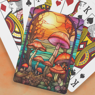 Baraja De Cartas Hongos de vidrio emplomado Amanecer