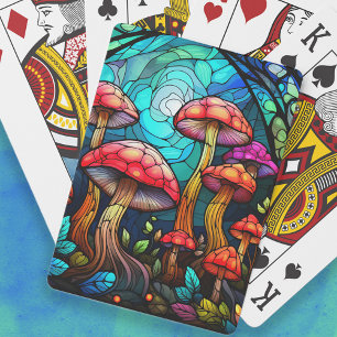 Baraja De Cartas Hongos de vidrio emplomado Setas Fantasía Mística