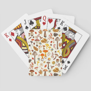 Baraja De Cartas Hongos salvajes en blanco roto