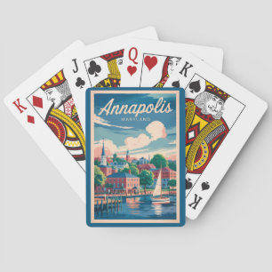Baraja De Cartas Horizonte de Annapolis Maryland Arte de Viaje Vint