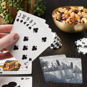 Baraja De Cartas Horizonte de Chicago en arte puntillista