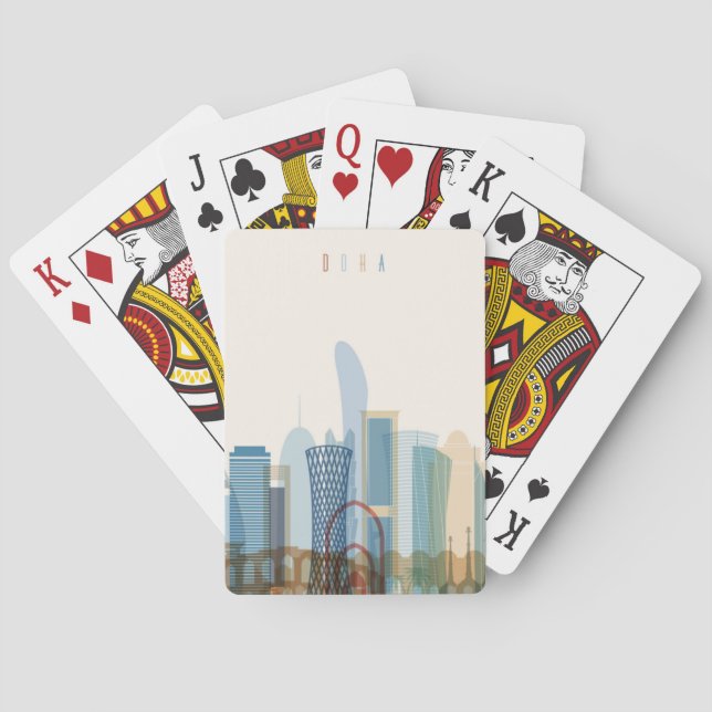 Baraja De Cartas Horizonte de la ciudad de Doha, Qatar el | (Reverso)