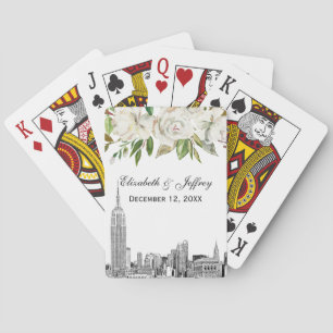 Baraja De Cartas Horizonte de la ciudad de Nueva York ESB Floral Ac