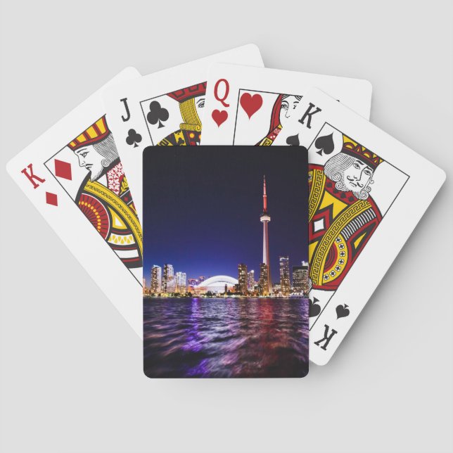 Baraja De Cartas Horizonte de la noche de Toronto, Canadá (Reverso)