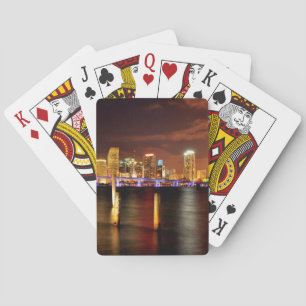 Baraja De Cartas Horizonte de Miami en la noche, la Florida