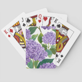 Baraja De Cartas Hortensia Púrpura Floral Acuarela Costera