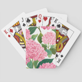 Baraja De Cartas Hortensia Rosa Acuarela Floral Costera