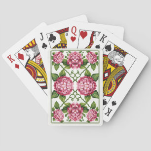 Baraja De Cartas Hortensia Rosa Floral Vintage