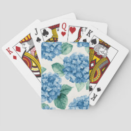 Baraja De Cartas Hortensias Azules Flores Acuarela Botánica Floraci