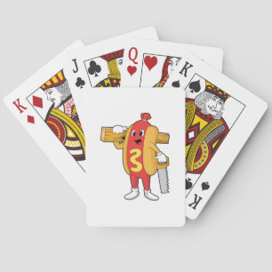 Baraja De Cartas Hotdog como Carpintero con Saw y Wood