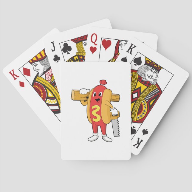 Baraja De Cartas Hotdog como Carpintero con Saw y Wood (Reverso)