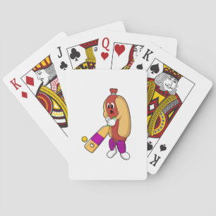 Baraja De Cartas Hotdog en Cricket con bate de críquet