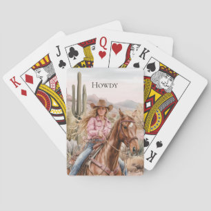 Baraja De Cartas Howdy Cowgirl in Pink on Horse