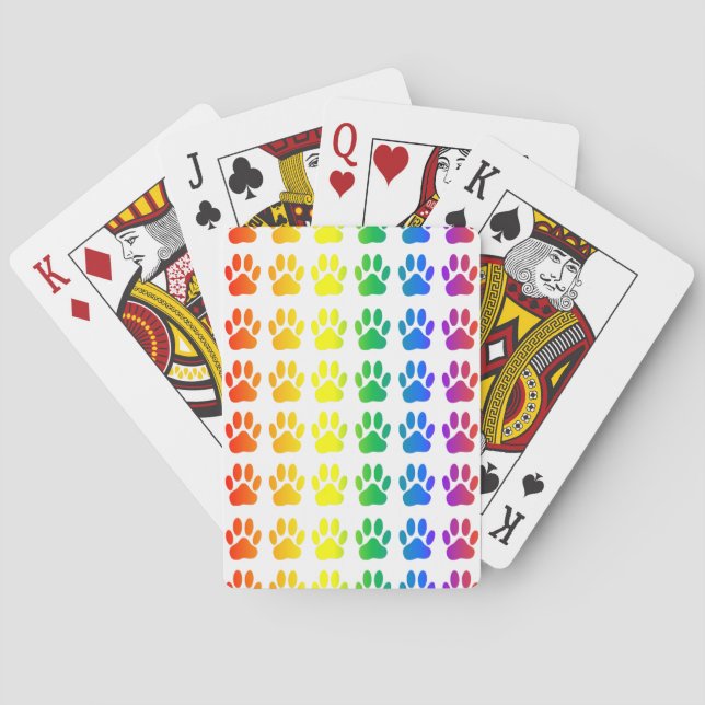 Baraja De Cartas Huella de perro arco iris (Reverso)