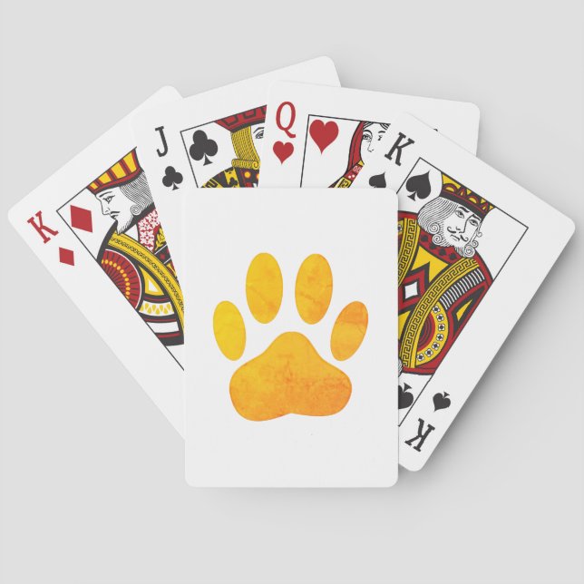 Baraja De Cartas Huella de perros Naranja rusa (Reverso)