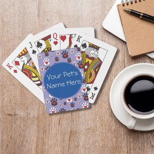 Baraja De Cartas Huellas con corazones rojos sobre Personalizadas a