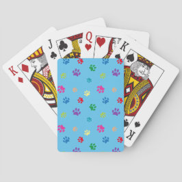 Baraja De Cartas Huellas de patas de animales coloridos en azul