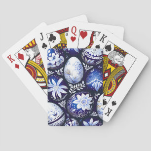 Baraja De Cartas Huevo de Pascua Floral Azul Escandinavo