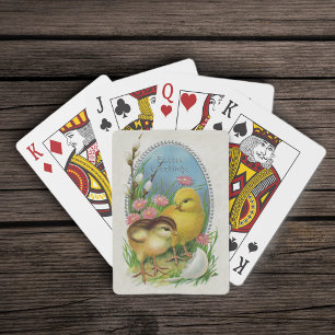 Baraja De Cartas Huevos de Pascua primaveral vintage Pollitos Flore