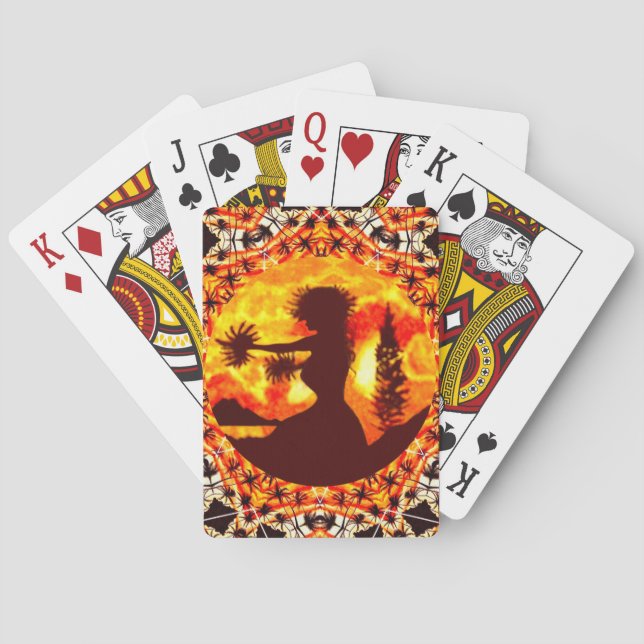 Baraja De Cartas Hula Palms de Hawaii Sunset (Reverso)