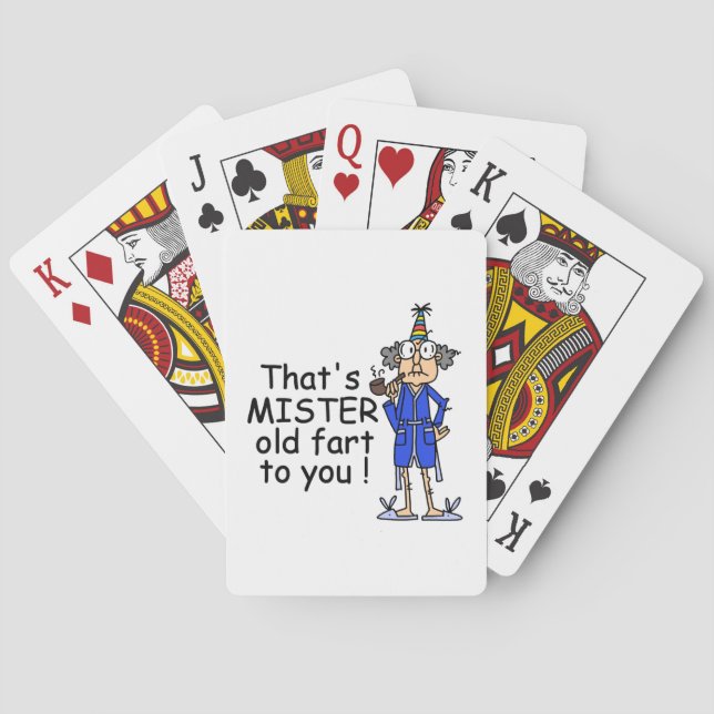 Baraja De Cartas Humor de cumpleaños de Mister Old Fart (Reverso)