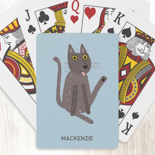 Baraja De Cartas Humor de gato divertido personalizado (Funny cat humor personalized name or text playing cards for animal lovers)