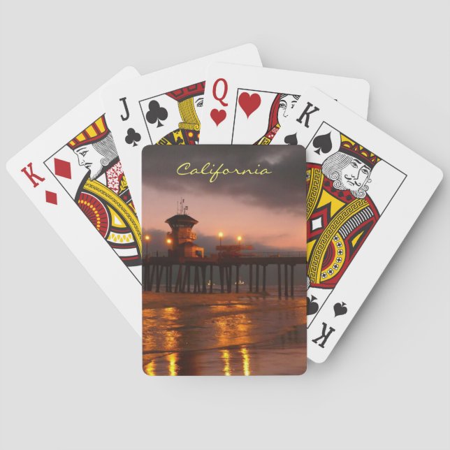 Baraja De Cartas Huntington Beach Pier California Sunset (Reverso)