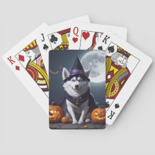 Baraja De Cartas Husky Dog Halloween Adventure Moonlit Magic Spooky