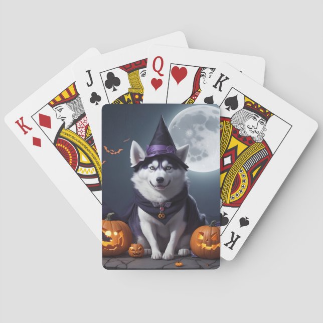 Baraja De Cartas Husky Dog Halloween Adventure Moonlit Magic Spooky (Reverso)