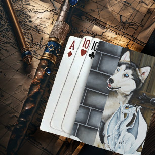 Baraja De Cartas Husky Dog White Dragon Adventure