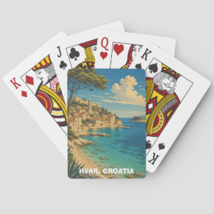 Baraja De Cartas Hvar vintage Croacia paisaje de la costa del Adriá