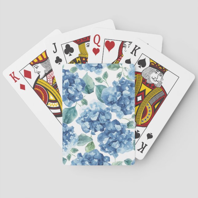 Baraja De Cartas Hydrangea Blues | Patrón de flores de flores de ac (Reverso)