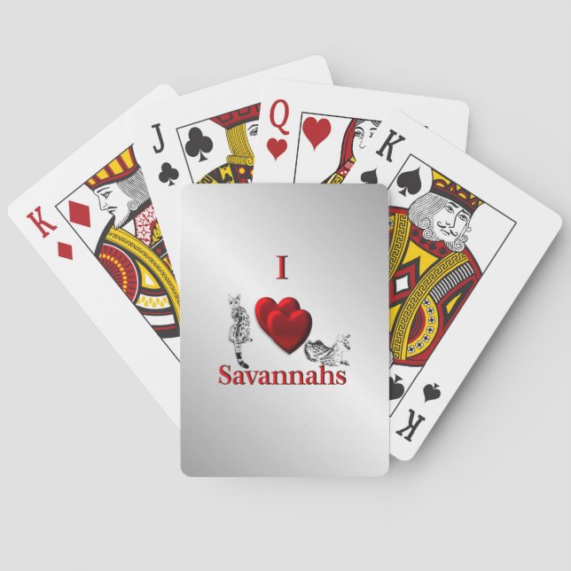 Baraja De Cartas I Heart Savannah Cat Silver (Reverso)