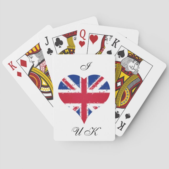 Baraja De Cartas I Heart UK England Bandera británica (Reverso)