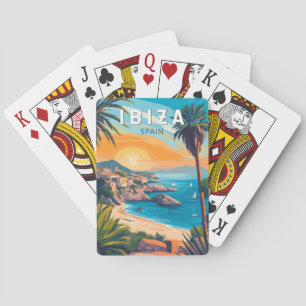 Baraja De Cartas Ibiza España Viaje de arte Vintage