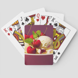 Baraja De Cartas Ice cream sundae with cherries and syrup