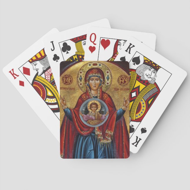 Baraja De Cartas Icónica María del Siglo XV con Cristo Niño (Reverso)