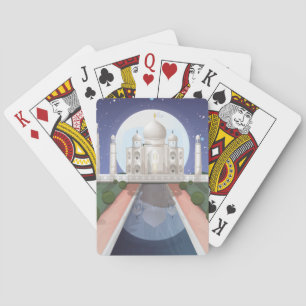 Baraja De Cartas icono de logotipo del mundo indio cartel de viaje