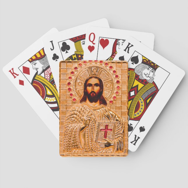 Baraja De Cartas Icono de oro del Jesucristo (Reverso)
