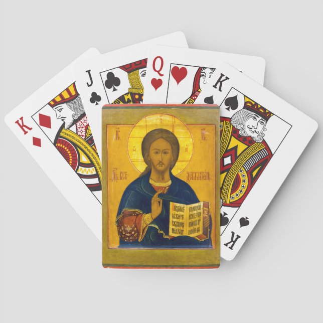 Baraja De Cartas Icono ruso de Jesucristo (Reverso)